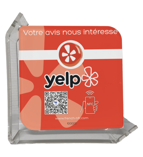 Plaque Verre Réseaux Connectée NFC - Yelp