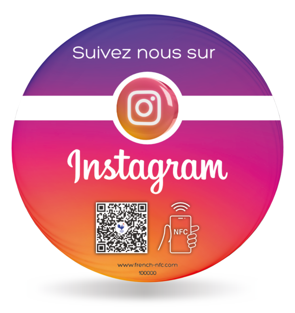 Sticker 3D Réseaux Connectée NFC Instagram FRENCH NFC Vos