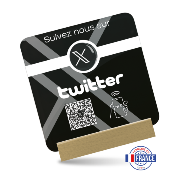 Plaque Plexiglass Réseaux Connectée NFC - Twitter